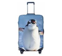 JTNWEC Cute Penguin Print Travel Luggage Cover - Personalization Elastic Suitcase Protector, Black, M( Fit 22-24 Inch Luggage)