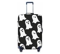JTNWEC Cute White Ghost Halloween Pattern Print Travel Luggage Cover - Personalization Elastic Suitcase Protector, Black, XL( Fit 29-32 Inch Luggage)