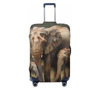 JTNWEC Elephant Family Print Travel Luggage Cover - Personalization Elastic Suitcase Protector, Black, S( Fit 18-21 Inch Luggage)