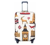 JTNWEC England Symbols Print Travel Luggage Cover - Personalization Elastic Suitcase Protector, Black, S( Fit 18-21 Inch Luggage)