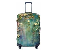 JTNWEC Floral Ivy Blossoms Tree Print Travel Luggage Cover - Personalization Elastic Suitcase Protector, Black, XL( Fit 29-32 Inch Luggage)