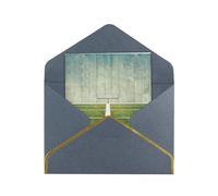 JTNWEC Football Field Ball Sport Pattern Prints Greeting Card with Gold - Trimmed Pearl Paper, Black Birthday Cards for Special Occasions