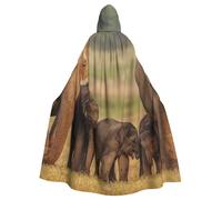 JTNWEC Formulas Shapes Theory Math Lesson Word Printed Halloween Hooded Cloak Carnival Halloween Cosplay Costume for Adult, Elephant Family2, One Size