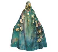 JTNWEC Formulas Shapes Theory Math Lesson Word Printed Halloween Hooded Cloak Carnival Halloween Cosplay Costume for Adult, Floral Ivy Blossoms Tree, One Size