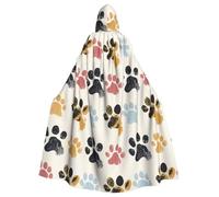 JTNWEC Formulas Shapes Theory Math Lesson Word Printed Halloween Hooded Cloak Carnival Halloween Cosplay Costume for Adult, Dog Paw Pattern, One Size