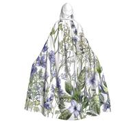 JTNWEC Formulas Shapes Theory Math Lesson Word Printed Halloween Hooded Cloak Carnival Halloween Cosplay Costume for Adult, Flowering Herbs and Herbaceous Plants, One Size