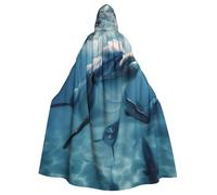 JTNWEC Formulas Shapes Theory Math Lesson Word Printed Halloween Hooded Cloak Carnival Halloween Cosplay Costume for Adult, Cute Dolphins, One Size