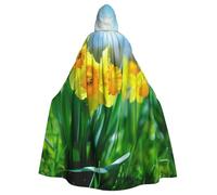 JTNWEC Formulas Shapes Theory Math Lesson Word Printed Halloween Hooded Cloak Carnival Halloween Cosplay Costume for Adult, Daffodil Flower, One Size