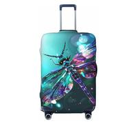 JTNWEC Galaxy Animal Dragonfly Print Travel Luggage Cover - Personalization Elastic Suitcase Protector, Black, M( Fit 22-24 Inch Luggage)