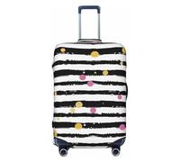 JTNWEC Glitter Rainbow Polka Dot Stripe Black and White Print Travel Luggage Cover - Personalization Elastic Suitcase Protector, Black, XL( Fit 29-32 Inch Luggage)
