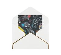 JTNWEC Graffiti Skateboard Pattern Prints Greeting Card with Gold - Trimmed Pearl Paper, White Birthday Cards for Special Occasions