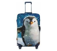 JTNWEC Happy Penguin Print Travel Luggage Cover - Personalization Elastic Suitcase Protector, Black, M( Fit 22-24 Inch Luggage)
