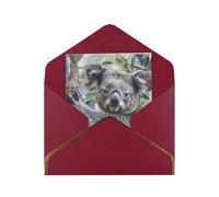 JTNWEC Koala Pattern Prints Greeting Card with Gold - Trimmed Pearl Paper, Dark Red Birthday Cards for Special Occasions