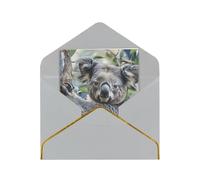 JTNWEC Koala Pattern Prints Greeting Card with Gold - Trimmed Pearl Paper, Light Grey Birthday Cards for Special Occasions