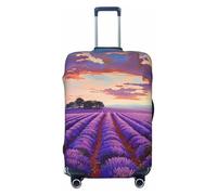 JTNWEC lavender fields Print Travel Luggage Cover - Personalization Elastic Suitcase Protector, Black, XL( Fit 29-32 Inch Luggage)