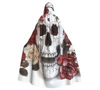 JTNWEC lavender fields Printed Halloween Hooded Cloak Carnival Halloween Cosplay Costume for Adult, Floral Skull, One Size