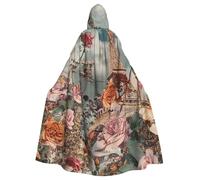 JTNWEC lavender fields Printed Halloween Hooded Cloak Carnival Halloween Cosplay Costume for Adult, Flower Paris Eiffel Tower, One Size