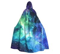 JTNWEC lavender fields Printed Halloween Hooded Cloak Carnival Halloween Cosplay Costume for Adult, Green Blue Galaxy, One Size