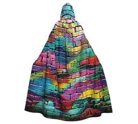 JTNWEC lavender fields Printed Halloween Hooded Cloak Carnival Halloween Cosplay Costume for Adult, Graffiti Colorful Brick, One Size
