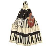 JTNWEC lavender fields Printed Halloween Hooded Cloak Carnival Halloween Cosplay Costume for Adult, Guitar Piano Pattern, One Size