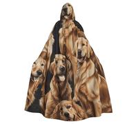 JTNWEC lavender fields Printed Halloween Hooded Cloak Carnival Halloween Cosplay Costume for Adult, Golden Retrievers, One Size