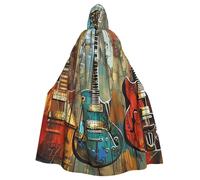 JTNWEC lavender fields Printed Halloween Hooded Cloak Carnival Halloween Cosplay Costume for Adult, Guitars Art, One Size