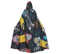 JTNWEC lavender fields Printed Halloween Hooded Cloak Carnival Halloween Cosplay Costume for Adult, Graffiti Skateboard, One Size