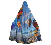 JTNWEC lavender fields Printed Halloween Hooded Cloak Carnival Halloween Cosplay Costume for Adult, Hot Air Balloons, One Size