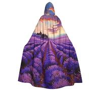 JTNWEC lavender fields Printed Halloween Hooded Cloak Carnival Halloween Cosplay Costume for Adult, Lavender Fields, One Size