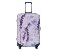 JTNWEC Lavender Stamp Print Travel Luggage Cover - Personalization Elastic Suitcase Protector, Black, XL( Fit 29-32 Inch Luggage)