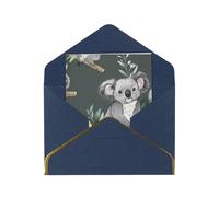 JTNWEC lovely Koala Pattern Prints Greeting Card with Gold - Trimmed Pearl Paper, Blue Birthday Cards for Special Occasions
