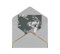 JTNWEC lovely Koala Pattern Prints Greeting Card with Gold - Trimmed Pearl Paper, Light Grey Birthday Cards for Special Occasions