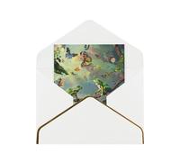 JTNWEC Many Frogs Sing on The Branches Butterflies Pattern Prints Greeting Card with Gold - Trimmed Pearl Paper, White Birthday Cards for Special Occasions