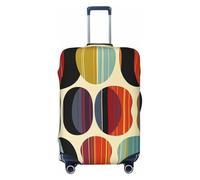 JTNWEC Mid Century Modern Retro with Drop Shapes Print Travel Luggage Cover - Personalization Elastic Suitcase Protector, Black, L( Fit 25-28 Inch Luggage)