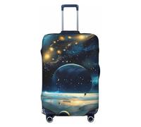 JTNWEC moon stars and planets Print Travel Luggage Cover - Personalization Elastic Suitcase Protector, Black, L( Fit 25-28 Inch Luggage)
