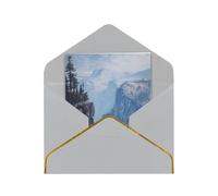 JTNWEC Mountain Cliff Pattern Prints Greeting Card with Gold - Trimmed Pearl Paper, Light Grey Birthday Cards for Special Occasions