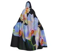 JTNWEC orchids print Printed Halloween Hooded Cloak Carnival Halloween Cosplay Costume for Adult