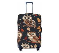 JTNWEC Owls on Tree Branche Print Travel Luggage Cover - Personalization Elastic Suitcase Protector, Black, L( Fit 25-28 Inch Luggage)