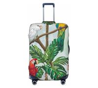 JTNWEC Parrot Birds and Tropical Tree Print Travel Luggage Cover - Personalization Elastic Suitcase Protector, Black, XL( Fit 29-32 Inch Luggage)