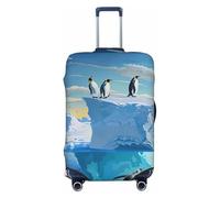JTNWEC Penguins On The Iceberg print Print Travel Luggage Cover - Personalization Elastic Suitcase Protector, Black, XL( Fit 29-32 Inch Luggage)