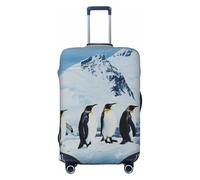 JTNWEC Penguins On The Iceberg Print Travel Luggage Cover - Personalization Elastic Suitcase Protector, Black, S( Fit 18-21 Inch Luggage)