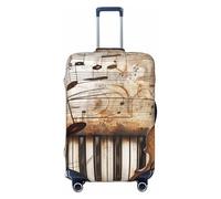 JTNWEC Piano Violin Music Notes Print Travel Luggage Cover - Personalization Elastic Suitcase Protector, Black, S( Fit 18-21 Inch Luggage)