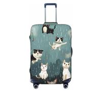 JTNWEC Raining Cats & Dogs Print Travel Luggage Cover - Personalization Elastic Suitcase Protector, Black, M( Fit 22-24 Inch Luggage)