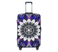 JTNWEC Rectangle Mandala print Print Travel Luggage Cover - Personalization Elastic Suitcase Protector, Black, M( Fit 22-24 Inch Luggage)