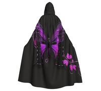 JTNWEC Rustic Old Barn Wood Printed Halloween Hooded Cloak Carnival Halloween Cosplay Costume for Adult, Pretty Butterfly, One Size