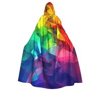 JTNWEC Rustic Old Barn Wood Printed Halloween Hooded Cloak Carnival Halloween Cosplay Costume for Adult, Rainbow Geometric, One Size