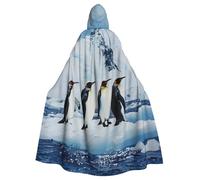 JTNWEC Rustic Old Barn Wood Printed Halloween Hooded Cloak Carnival Halloween Cosplay Costume for Adult, Penguins on the Iceberg, One Size