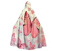JTNWEC Rustic Old Barn Wood Printed Halloween Hooded Cloak Carnival Halloween Cosplay Costume for Adult, Butterfly, One Size