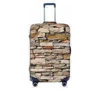 JTNWEC Rustic Rocks Brick Wall Print Travel Luggage Cover - Personalization Elastic Suitcase Protector, Black, XL( Fit 29-32 Inch Luggage)