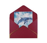 JTNWEC Sea whale and jellyfish Pattern Prints Greeting Card with Gold - Trimmed Pearl Paper, Dark Red Birthday Cards for Special Occasions